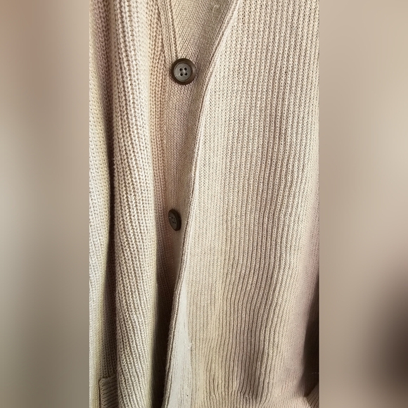 Macy's Sun And Stone Cotton Cream Cardigan XL Chunky Knit Grandpa Sweater - Picture 3 of 6